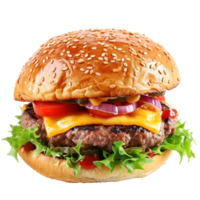 AI generated tasty beef burger isolated png