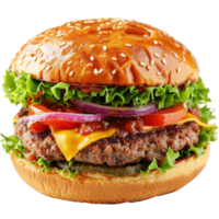 ai gerado saboroso carne hamburguer isolado png