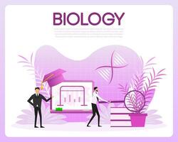 Biology school. Plant equipment. Student studying social and natural science vector