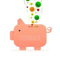 The moneybox in the form of a piggy bank collects likes. Vector illustration