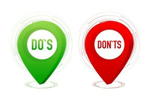 check marks ui button with dos and donts. flat simple style trend modern red and green checkmark. vector