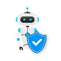 Flat illustration with blue bot. Customer support help service flat vector illustration