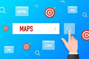 Flat maps button search illustration. Flat vector icon. Vector logo