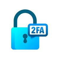 Two step authentication. 2fa -Two factor verification. Private access. Login to account vector