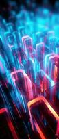 AI generated Explore the virtual world with this 3D abstract background. The futuristic architecture and cyber connections. photo