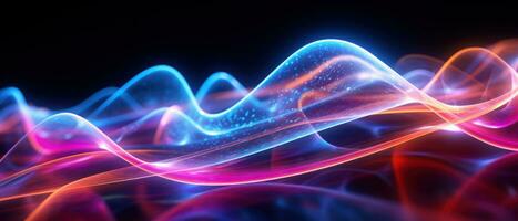 AI generated Experience the vibrant world of morphism with this fluorescent abstract wave. photo