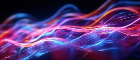 AI generated Dive into the world of morphism with this fluorescent abstract wave. photo