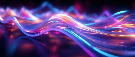 ai generado bucear dentro el mundo de morfismo con esta fluorescente resumen ola. foto