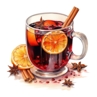 AI generated Mulled Wine, Beverages Illustration. Watercolor Style. AI Generated png