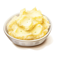 AI generated Mashed Potatoes, Foods Illustration. Watercolor Style. AI Generated png