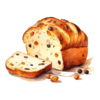 ai genererad panettone, livsmedel illustration. vattenfärg stil. ai genererad png