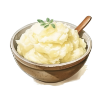 AI generated Mashed Potatoes, Foods Illustration. Watercolor Style. AI Generated png