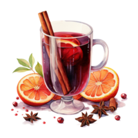 AI generated Mulled Wine, Beverages Illustration. Watercolor Style. AI Generated png