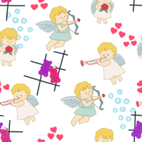 Repeat Background seamless cute cartoon doodle kid character angel cupid eros symbol png