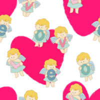 Repeat Background seamless cute cartoon doodle kid character angel cupid eros symbol png