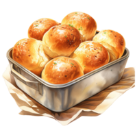 AI generated Dinner Rolls, Foods Illustration. Watercolor Style. AI Generated png