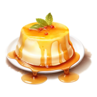 AI generated Eggnog Flan, Foods Illustration. Watercolor Style. AI Generated png