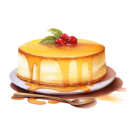 AI generated Eggnog Flan, Foods Illustration. Watercolor Style. AI Generated png