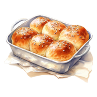 AI generated Dinner Rolls, Foods Illustration. Watercolor Style. AI Generated png