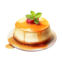 ai genererad äggtoddy flan, livsmedel illustration. vattenfärg stil. ai genererad png