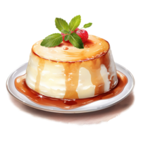 AI generated Eggnog Flan, Foods Illustration. Watercolor Style. AI Generated png