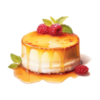 ai generado Ponche de huevo Flan, comidas ilustración. acuarela estilo. ai generado png