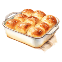 AI generated Dinner Rolls, Foods Illustration. Watercolor Style. AI Generated png