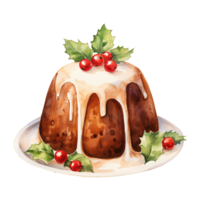 ai generiert Weihnachten Pudding, Lebensmittel Illustration. Aquarell Stil. ai generiert png