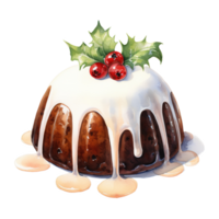 ai generiert Weihnachten Pudding, Lebensmittel Illustration. Aquarell Stil. ai generiert png