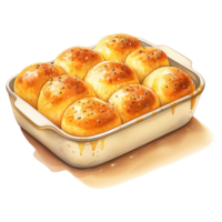 AI generated Dinner Rolls, Foods Illustration. Watercolor Style. AI Generated png