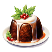 ai generiert Weihnachten Pudding, Lebensmittel Illustration. Aquarell Stil. ai generiert png