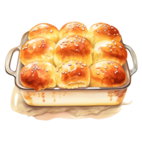 AI generated Dinner Rolls, Foods Illustration. Watercolor Style. AI Generated png