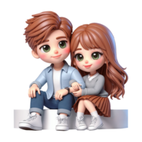 AI generated Couple of lovers in cartoon style on transparent background. png