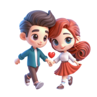 AI generated Couple of lovers in cartoon style on transparent background. png