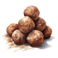 AI generated Bourbon Balls, Foods Illustration. Watercolor Style. AI Generated png