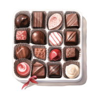 ai generado clasificado caja de chocolate, comidas ilustración. acuarela estilo. ai generado png