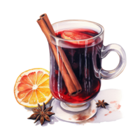 AI generated Mulled Wine, Beverages Illustration. Watercolor Style. AI Generated png