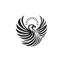 Simple design of eagle logo design in black style on transparant background png