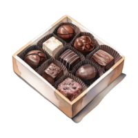 ai generado clasificado caja de chocolate, comidas ilustración. acuarela estilo. ai generado png