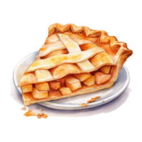 AI generated Apple Pie, Foods Illustration. Watercolor Style. AI Generated png