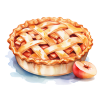 ai generado manzana tarta, comidas ilustración. acuarela estilo. ai generado png