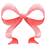 Pink ribbon gift bow hand draw decorative watercolor illustration png