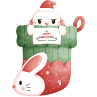 Watercolor Christmas Rabbit Illustration png