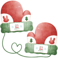 aquarelle Noël gants illustration png