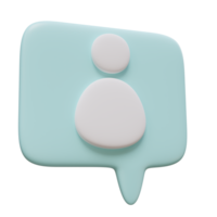 Text bubble with avatar icon. Social media concept 3d render illustration png