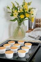 Cupcakes on the kitchen table photo