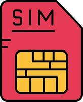 Sim Line Filled Icon vector