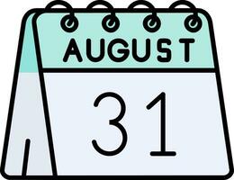 31st of August Line Filled Icon vector