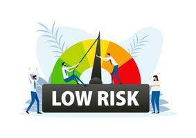 Risk speedometer. Risk gauge icon. Low risk meter vector