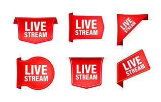 Red ribbon with text live stream. Banner ribbon label live stream vector